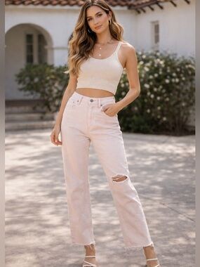 Levis Quality Premium High Loose Tapered Light Pink‎ Denim Jeans